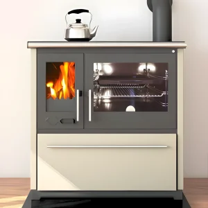 EEK A+ Küchenofen Holzherd Plamen 850 creme, rechte Version - 8 kW Dauerbrandherd