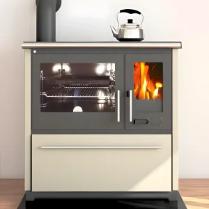 Holzherd Kaminofen Plamen 850 creme, linke Version – 8 kW