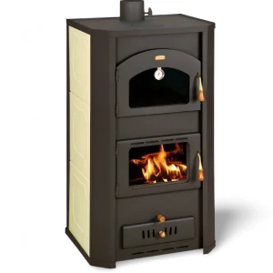 Wasserführender Kaminofen mit Backfach Prity FGW20, creme - 23,8 kW