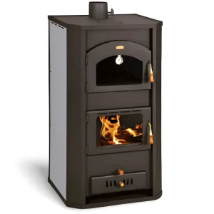 Wasserführender Kaminofen mit Backfach Prity FGW20, graphit – 23,8 kW