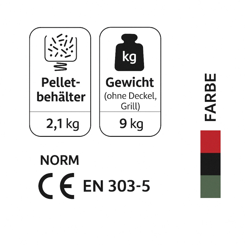 Pelletgrill ohne Strom mit Gusseisenplatte – Frei grillen & kochen – RAUCHARM! 2 Vera