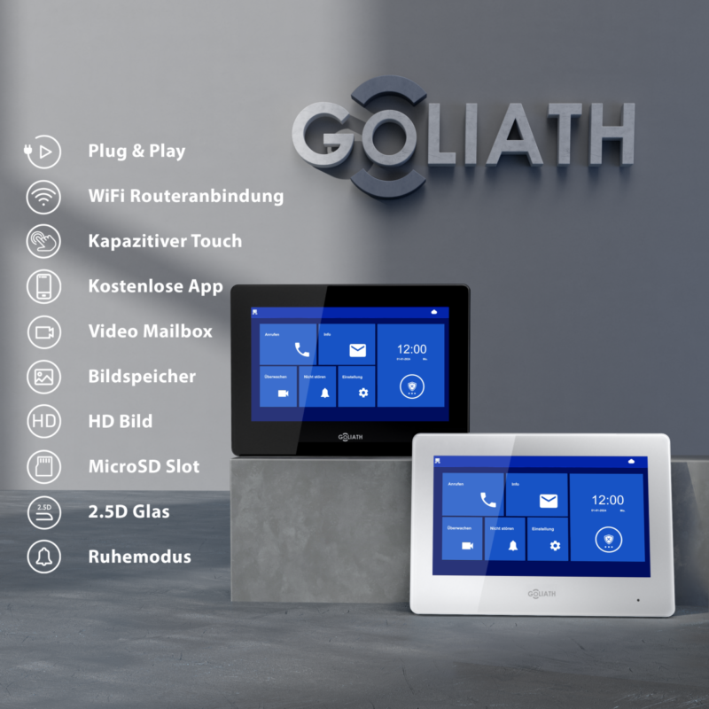 goliath basic 2 draht bus tuersprechanlage fullhd app 150 1 familie anthrazit weiss unterputz9