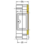 ROHRELEMENT 50cm mit TÜR rechteckig Edelstahlkamin
